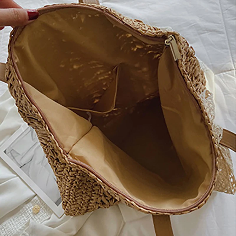Большие плечевые сумки в стиле бохо для женщин, ручной работы из соломы, сумка-торба для путешествий и покупок, женская сумка.