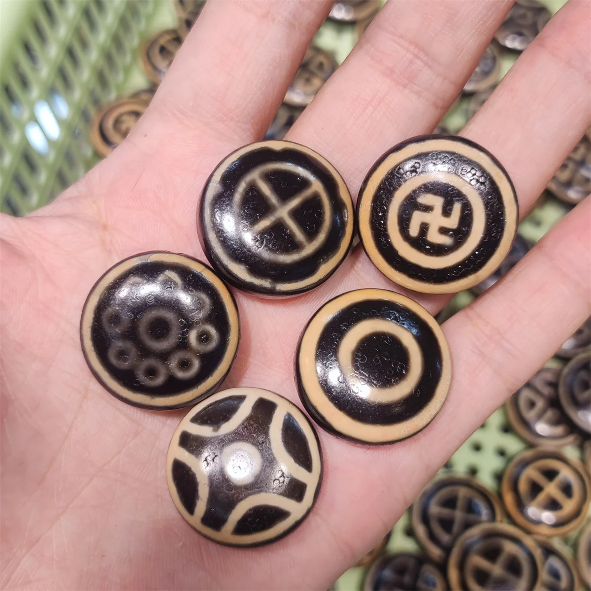 10 шт./лот натуральный несколько узоров старый агат Дзи овечья пластина бусина