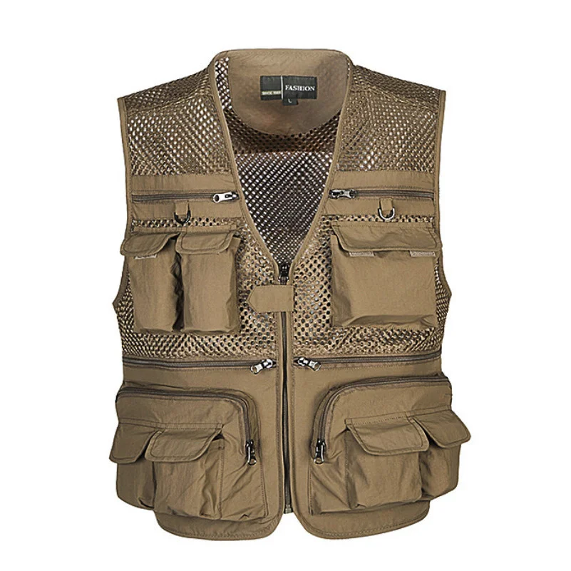 

2023 Fashion Summer Photographer Waistcoat Mesh Work Sleeveless Jacket Unloading Tactical Men's Vest Coat Tool Many Pocket Vests