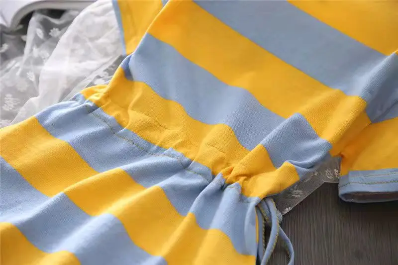 Детское летнее платье в полоску с коротким рукавом на возраст 6-14 лет |