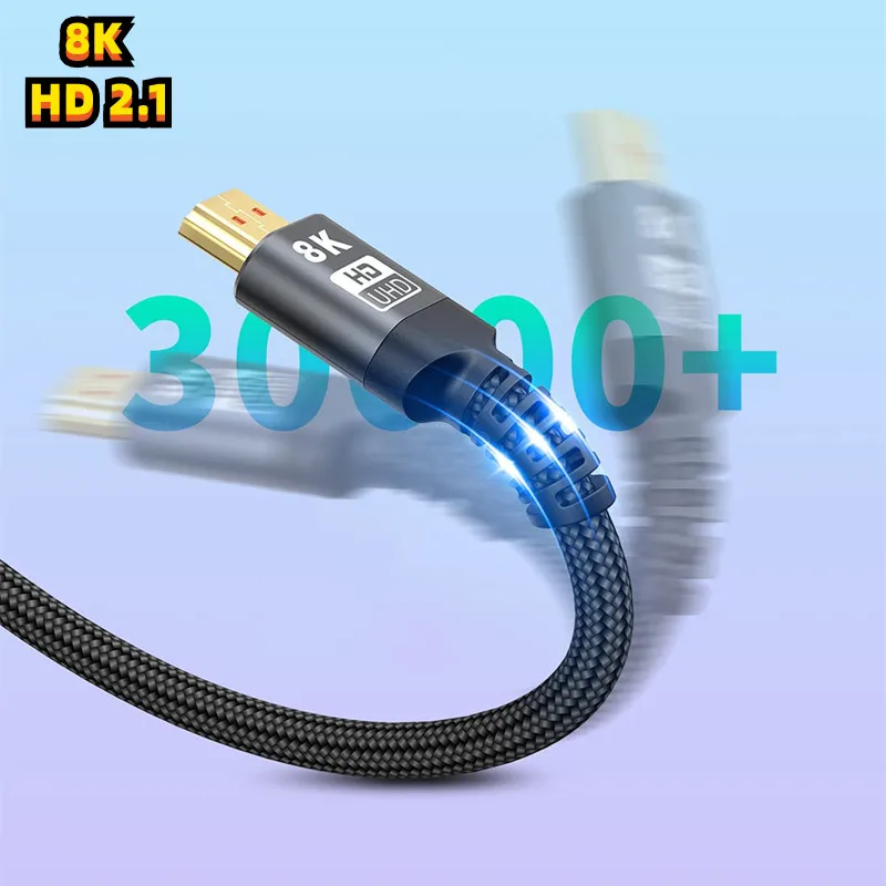 

HDMI 2.1 Compatible Cable 8K 60HZ 48Gbps HDR 4K 120Hz Ultra HD Cord for TV PC Projector PS5 PS4 XBox Splitter Digital Wire Cord