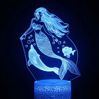 mermaid shape colorful remote control night light 3d table lamp creative gift atmosphere light led acrylic kids birthday gift