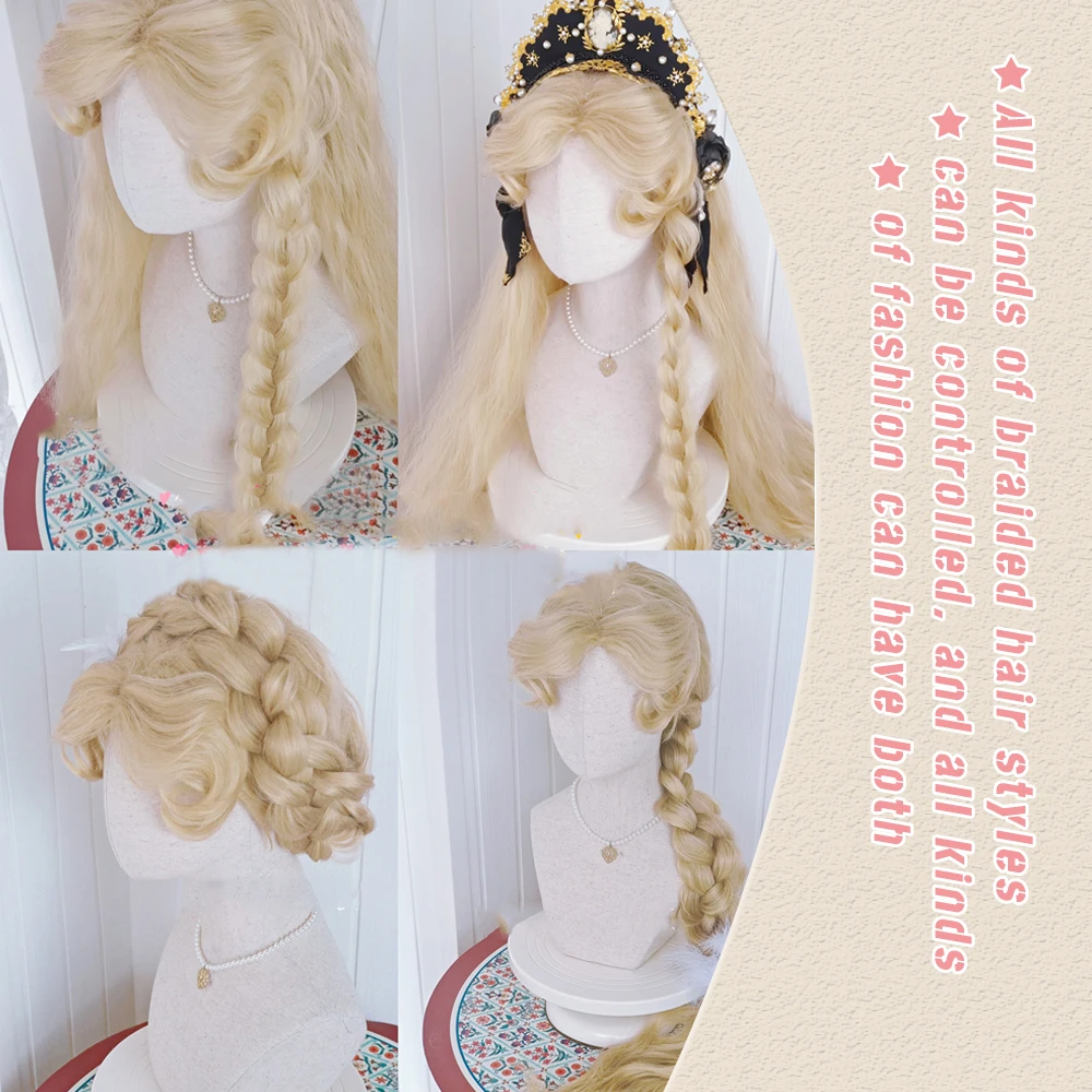 WEILAI королева принцесса стиль 39 дюймов длинные вьющиеся волосы золотые волнистые
