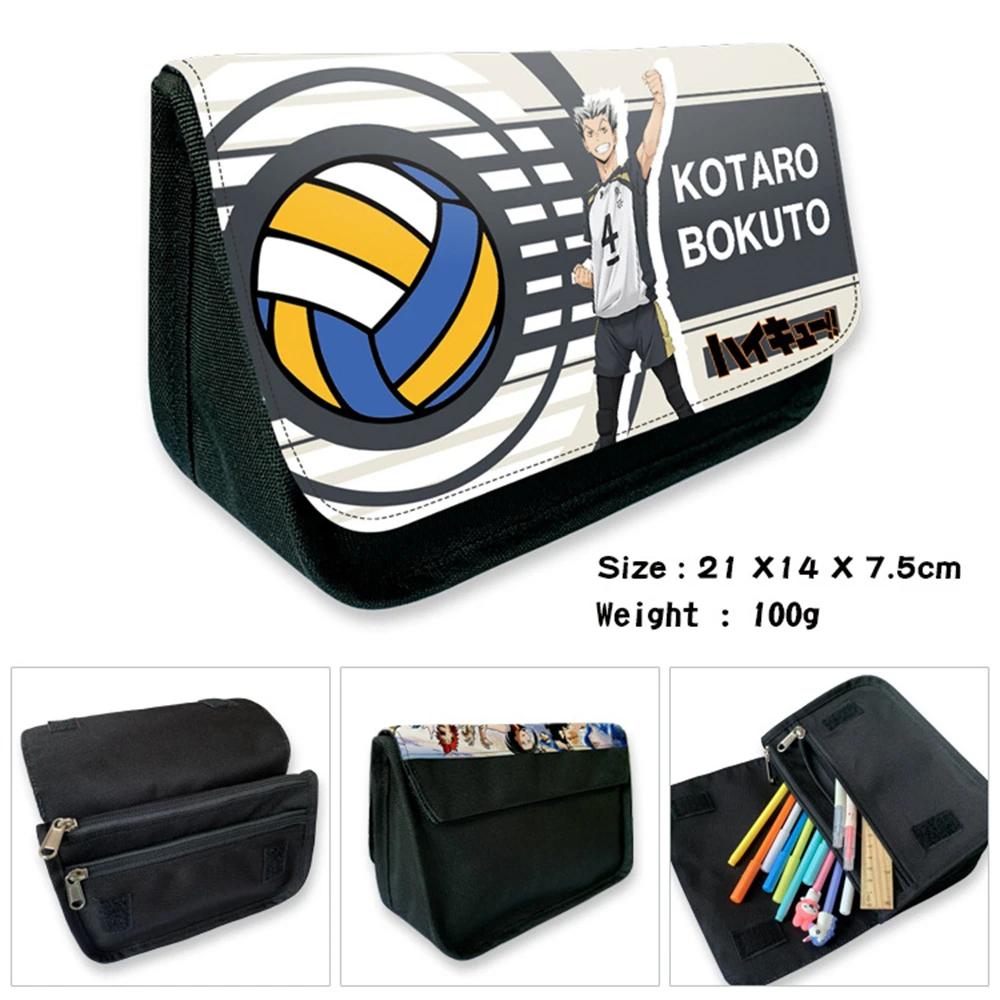 

Anime Haikyuu Zipper Pencil Case Student School Stationerybag Casual Girls Make Up Bag Cosmetic Bags Cartoon Print Penbag Gifts