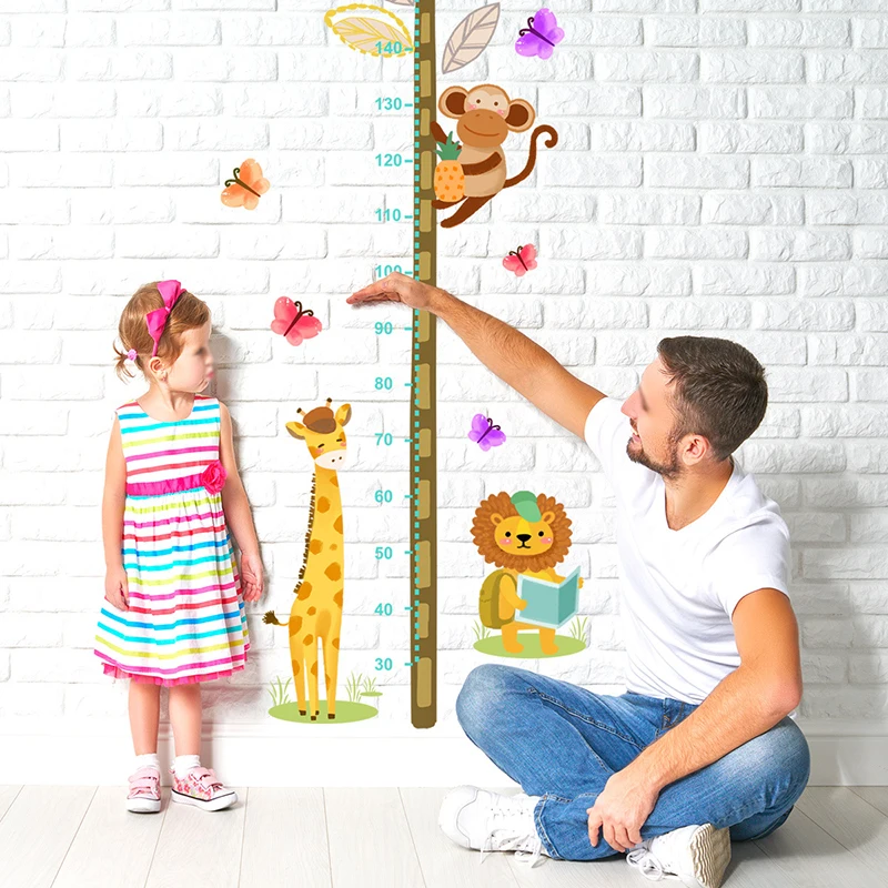 

Wall Stickers Kids' Height Bedroom Living Room Decoration Cartoon Fawn Monkey Height Sticker Growth Chart