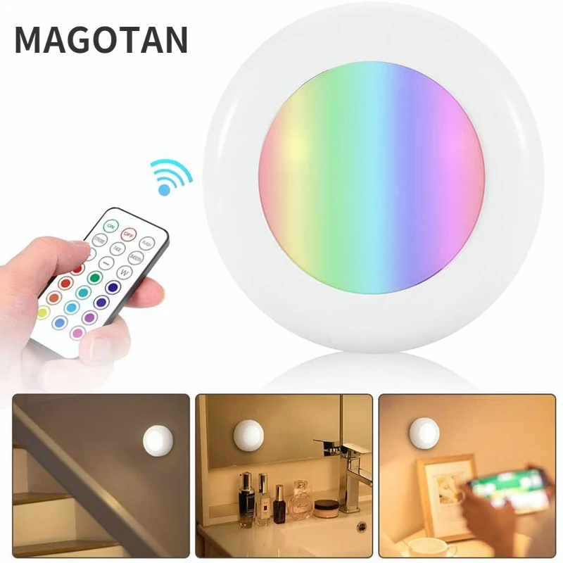 

LED 13 Colors Remote Control Dimmable Wireless Touch Sensor Battery Powered Portable Kitchen Corridor Wall Cabinet Night Light