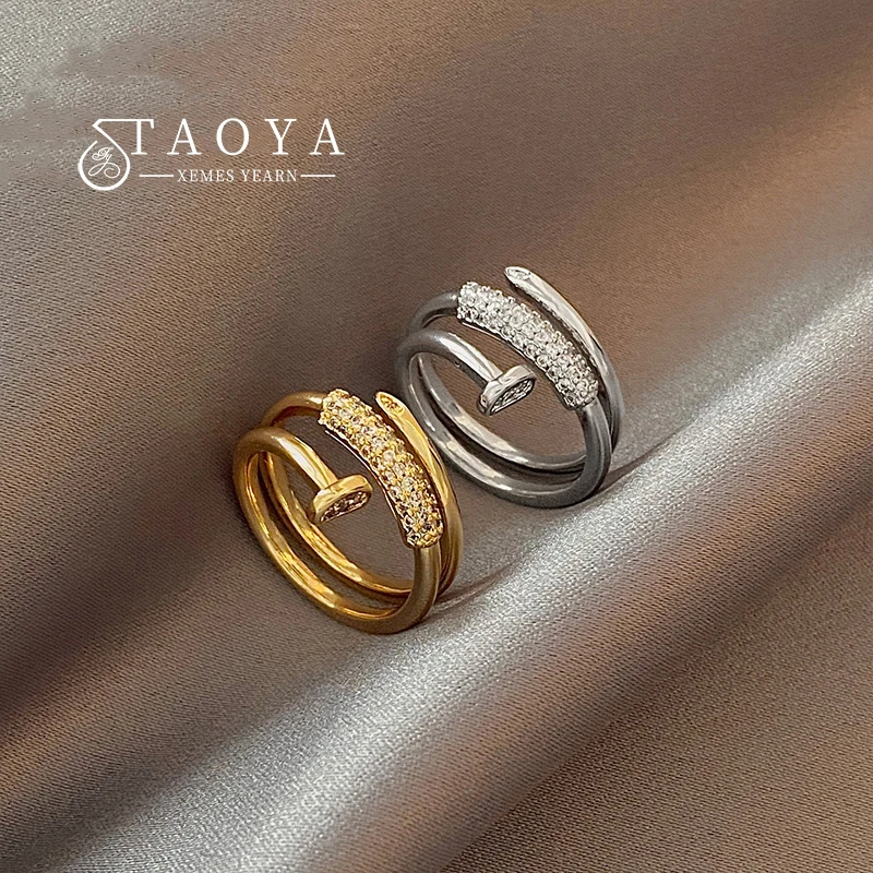 

Classic Design Multi layered Spiral Nail Shape Copper Alloy Zircon Rings 2023 Fashion Jewelry Luxury Accessories For Womens