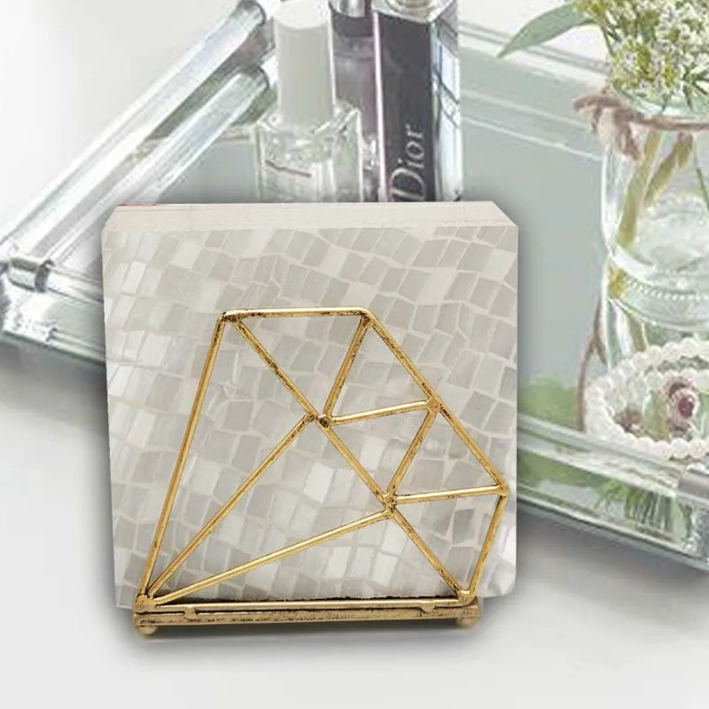 

Nordic Iron Art minimalist diamond shaped kitchen desktop vertical tissue holder storage rack restaurant creative paper clip