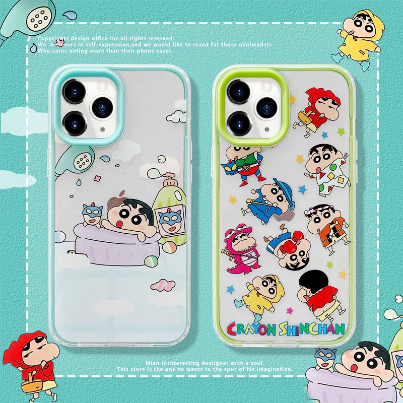

BANDAI 3 IN 1 Hard Transparent Crayon Shin-chan Phone Case for IPhone11/12/13 Pro Max 7 8 Plus XR XS MAX Protect Cover Shell