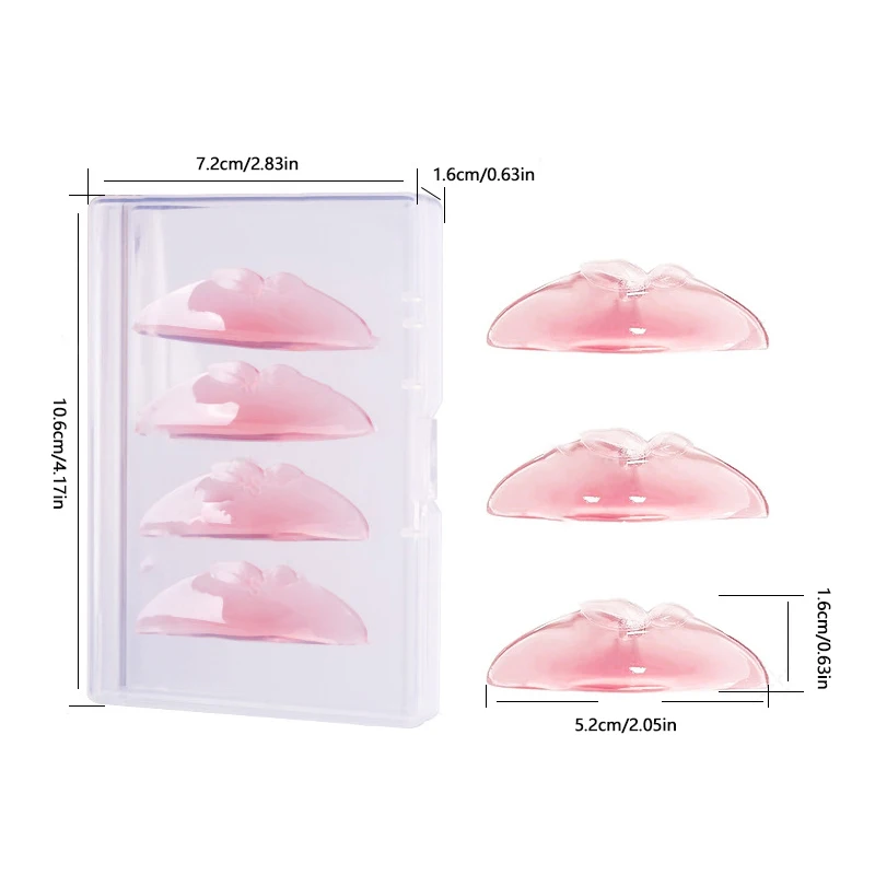 2 пары сладких розовых силиконовых подушечек для наращивания ресниц в форме