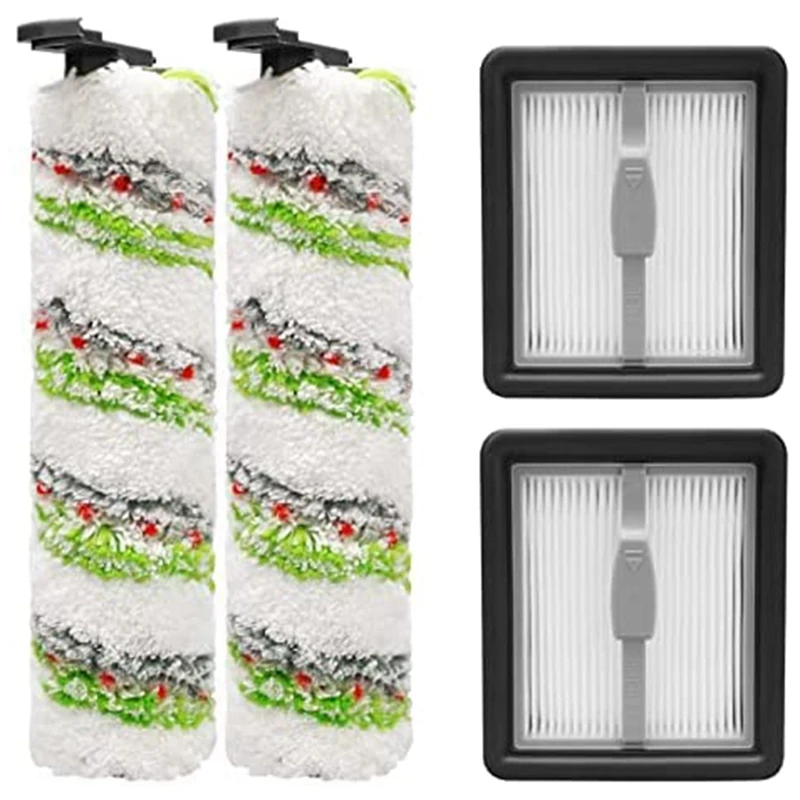 

2 Brush Roller 2 Hepa Filter For Bissell Crosswave X7 Pet Pro 3011 3055 Multi-Surface All In One Wet-Dry Vacuum