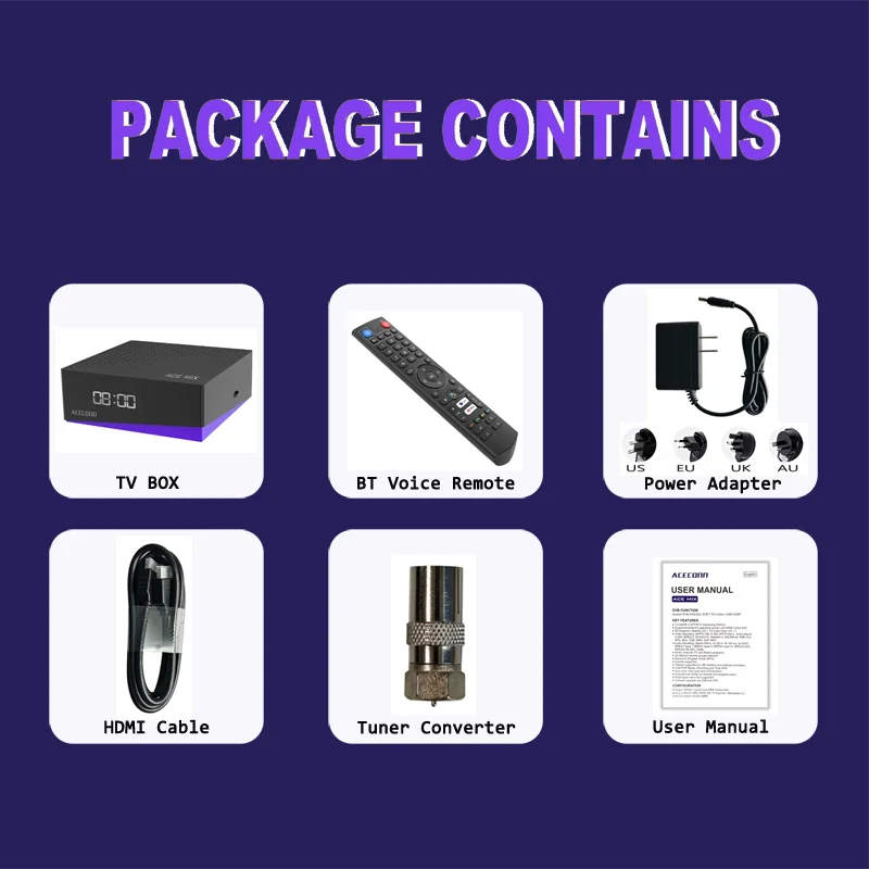 ACECONN ACEMIX TV BOX Android DVB-S2T2C TVONAIR3 Легко добавить IPTV Abonment Box Спутниковый ресивер 2 ГБ 32 ГБ Телеприставка (art.: 3920d1033a6ee) - 3920d1033a6ee