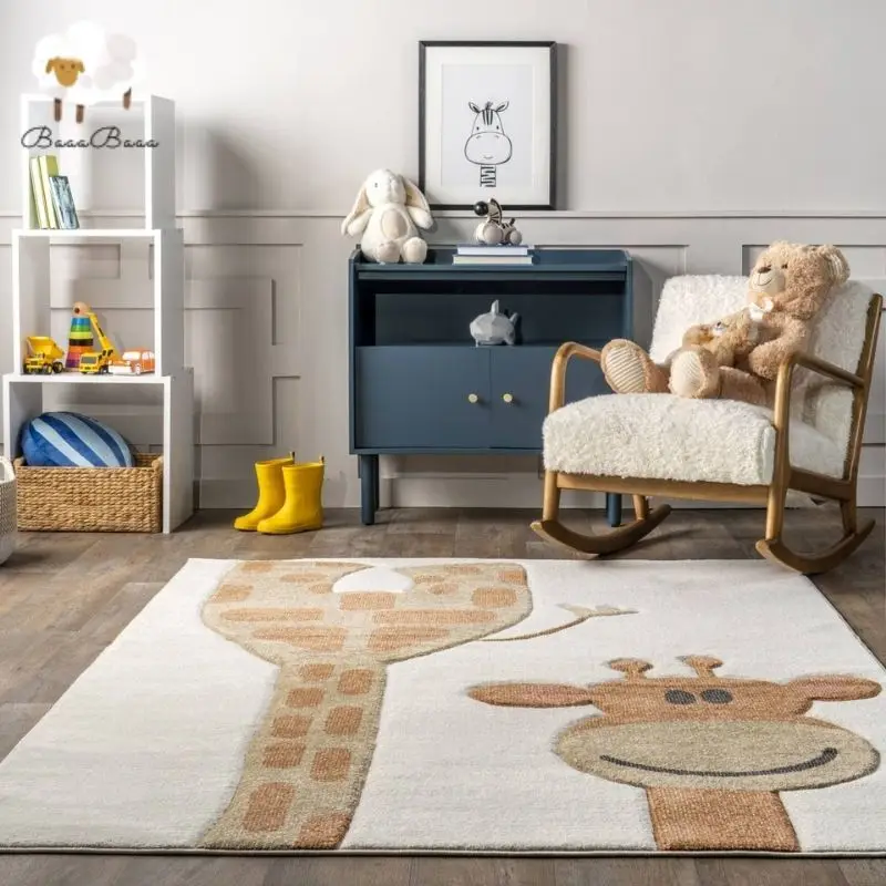 

Giraffe Kids Bedroom Rugs Fluffy Carpet For Living Room Soft Furry Foot Mat Hairy Nursery Play Mat For Children Plush Babi Mats