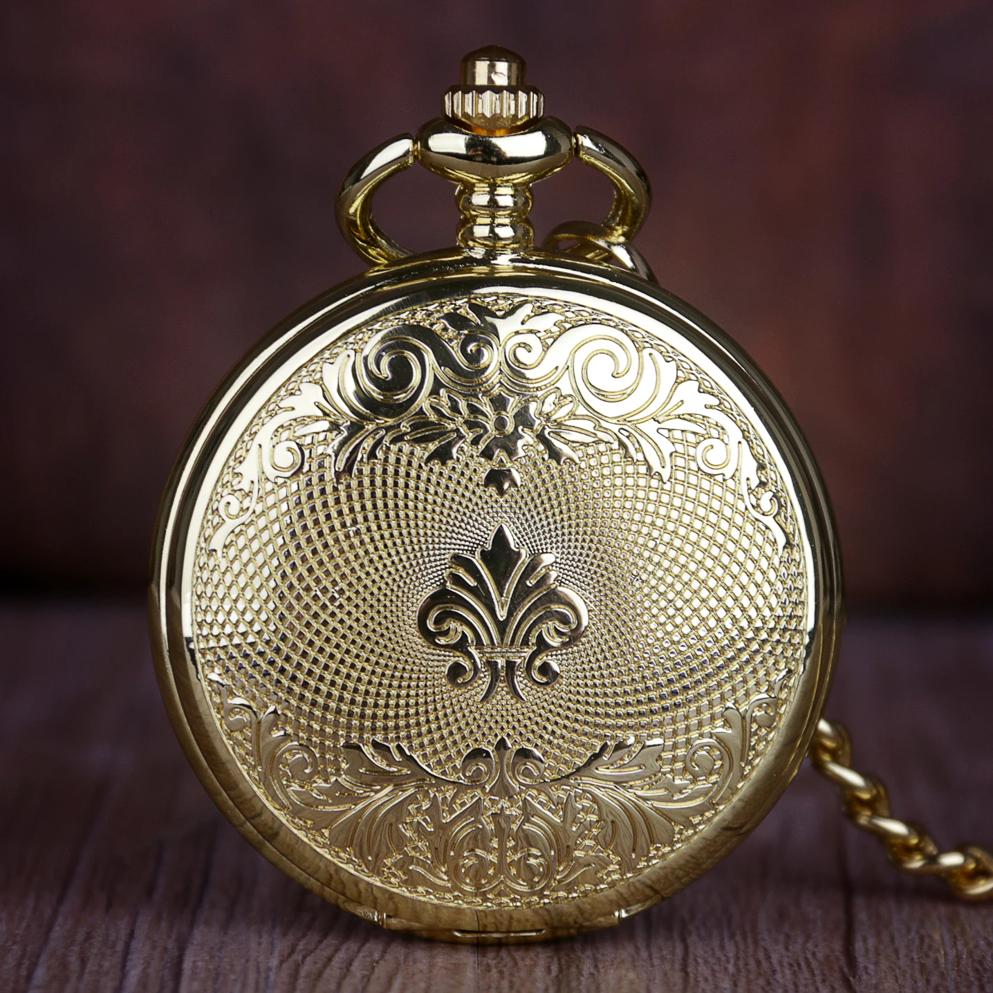 Vintage Mechanical Pocket Watch Double Opening Dragon Pattern Engraved Roman Numerals Premium Strap Chain Pendant Men Women Gift