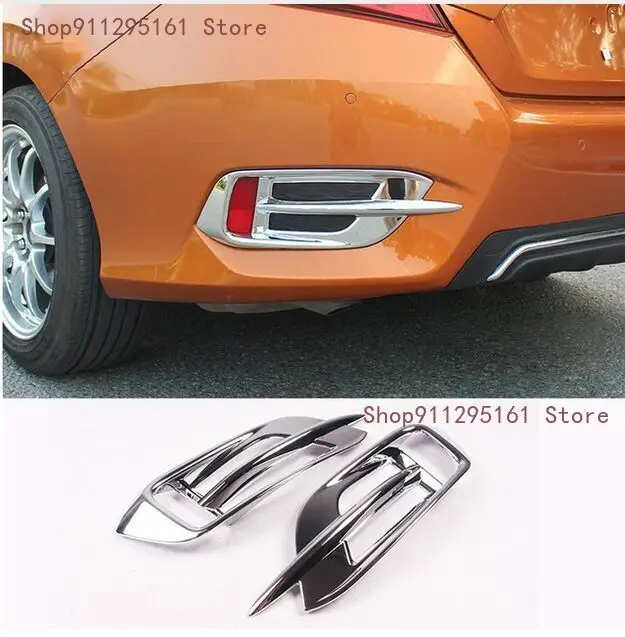 

FIT FOR 2016 2017 HONDA CIVIC 2pcs CHROME REAR FOG LIGHT LAMP TAIL GATE COVER TRIM BEZEL BUMPER FRAME GARNISH INSERT MOLDING