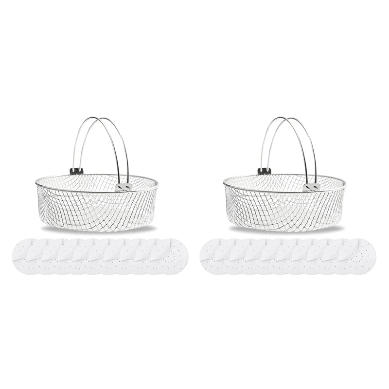

2X Air Fryer Basket For Mesh Steamer Basket For Ninja Foodi 6.5, 8Qt,Basket,Air Fryer Crisping Basket With Handle