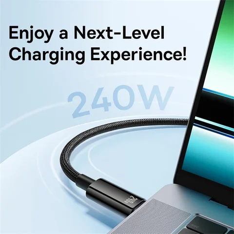 Кабель Baseus 240 Вт USB-C для быстрой зарядки iPhone, MacBook, Xiaomi, Samsung — фото товара