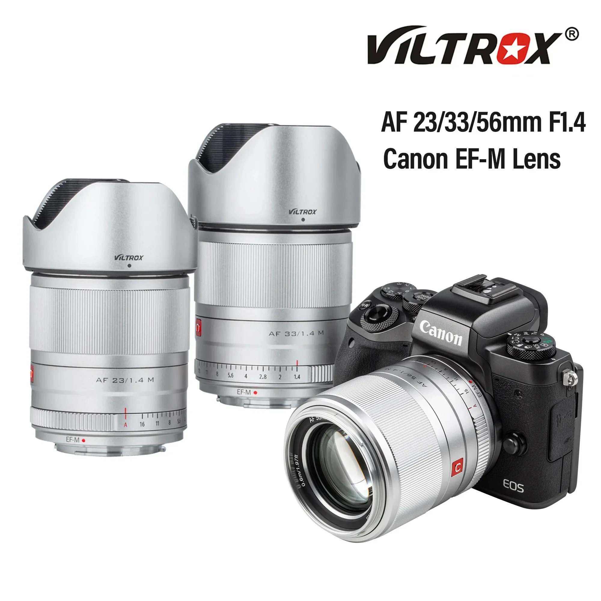 

Viltrox For Canon EF-M Lens 23mm 33mm 56mm F1.4 Auto Focus Portrait Wide Angle Lens APS-C Canon EOS M Camera M5 M6 M100 M200 M50