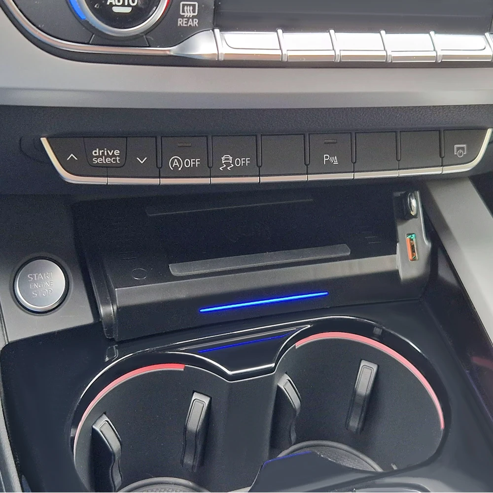 

Автомобильное беспроводное зарядное устройство 15 Вт для Audi A4 B9 S4 RS4 A5 2017-2021, держатель для быстрой зарядки телефона, аксессуары для зарядки, внутренняя отделка