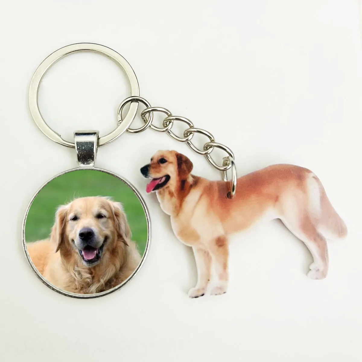 

Acrylic Nice Golden Dog Keyring Animal Charms Dogs 2D Flat Keychain Men Car Key Chain Ring best friends Gifts for Women ladies