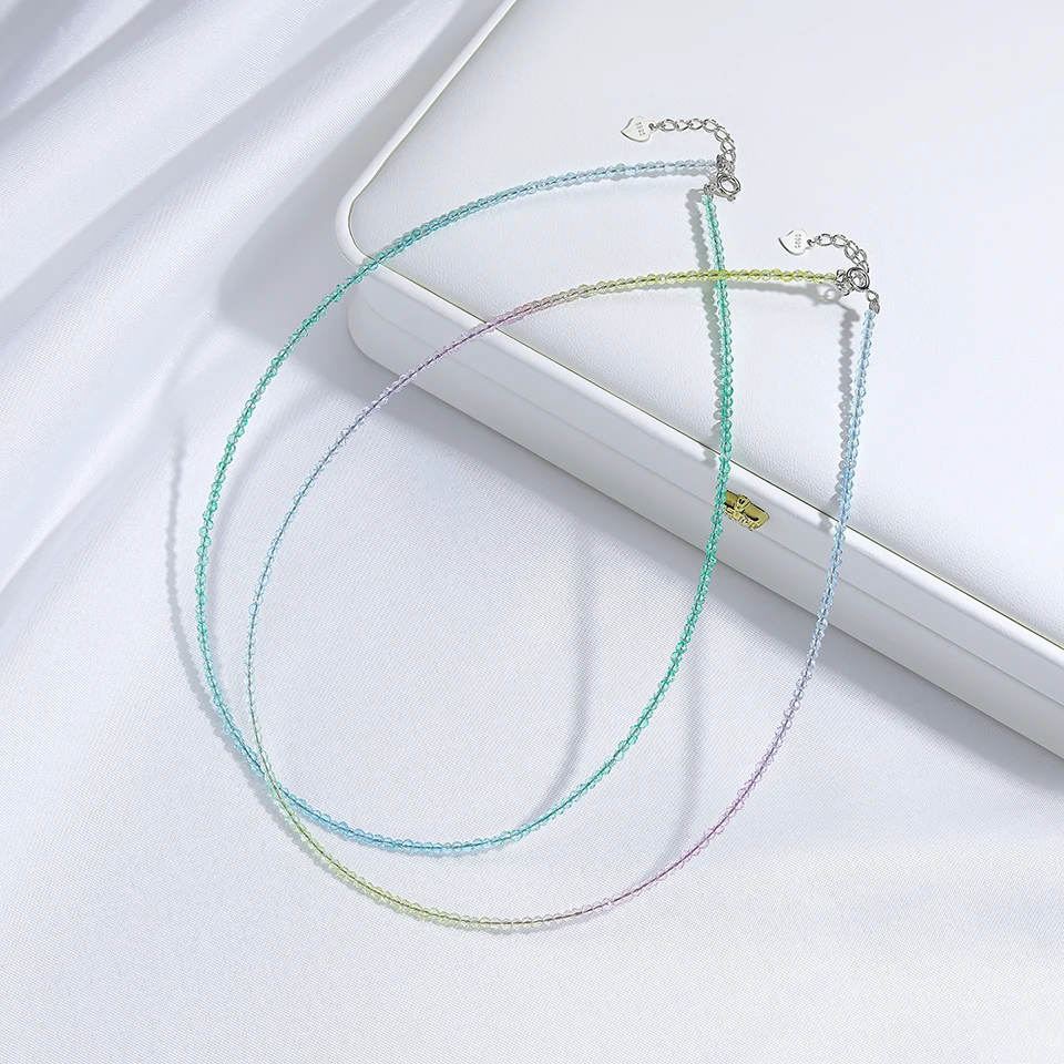 

925 Sterling Silver Chain Accessories For Choker 2 MM Bead Necklaces for Women Glass Crystal with Jewelry Party Free Shipping