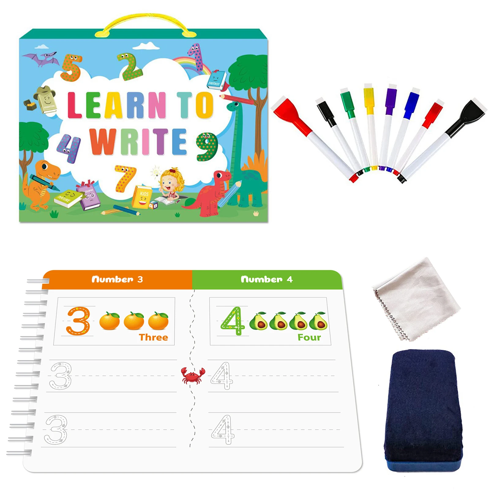 

Children's Handwriting Exercise Book Toddlers Preschool Learning Activity Educational Montessori Toys Learn Number Letters Words