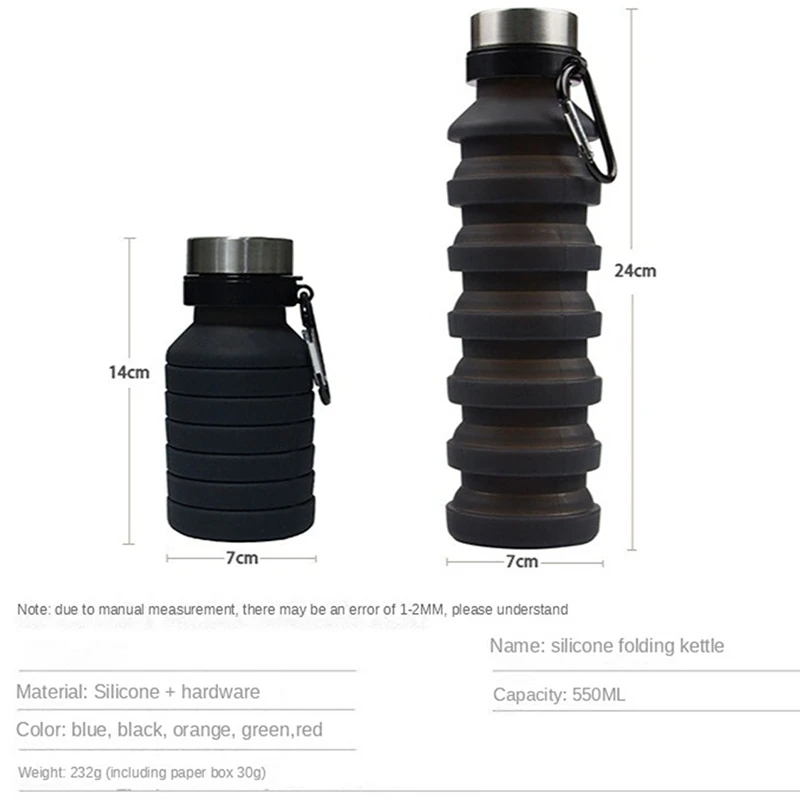 550 мл складная телескопическая чашка спортивная дорожная кружка силиконовая