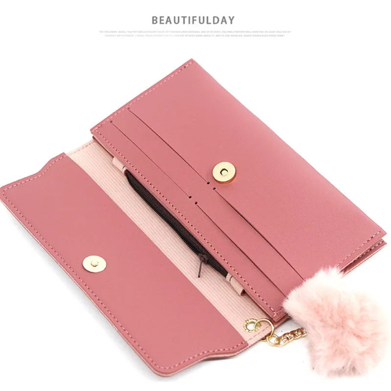 Модные новые женские длинные кошельки однотонный шерстяной клатч с бабочкой