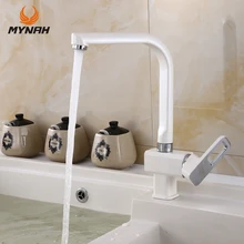 MYNAH Kitchen Faucet White Mixer Tap Single Handle Hot and Cold Modern Design Kitchen Sink Taps M5449J