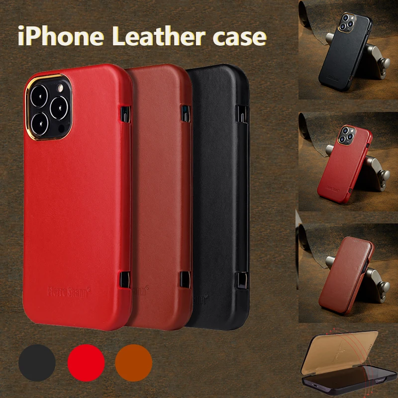 

Магнитный чехол из натуральной кожи с беспроводной зарядкой для iPhone 14 Pro Max