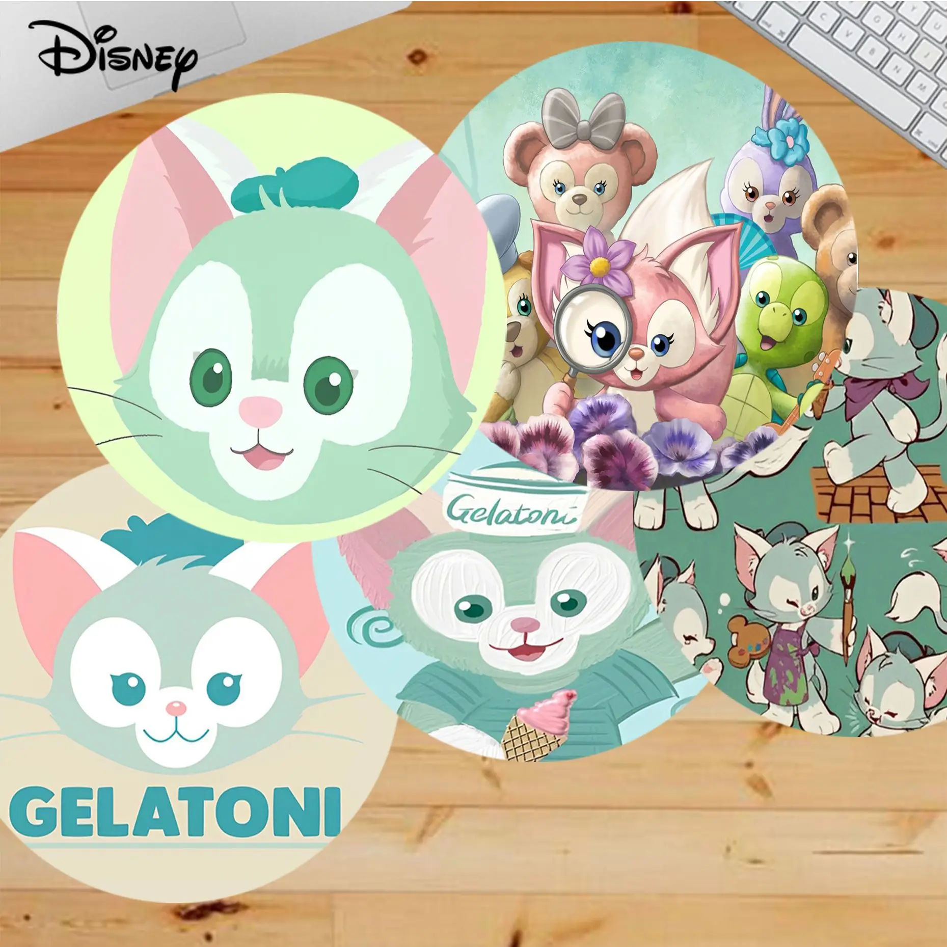 

Коврик для мыши «кошка» Disney Gelatoni, Круглый рекламный коврик для стола, студенческий коврик для мыши, коврик для компьютерной клавиатуры, игровой коврик для ПК, геймерский коврик для мыши