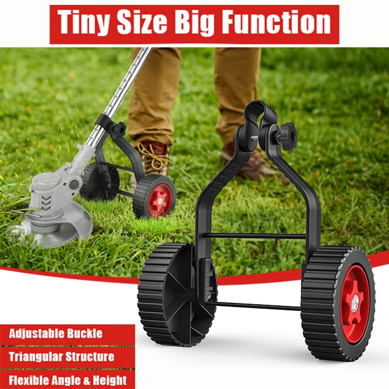 Universal Grass Trimmer Support Wheels Electric Brush Cutter Lawn Mower Support Wheel String Trimmer Attachment Adjustable Angle