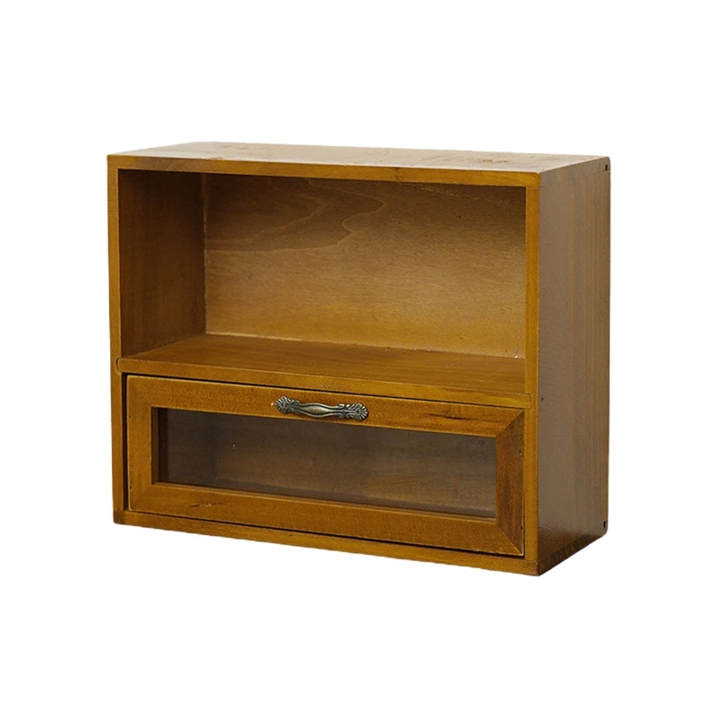 

Multifunctional Household Drawer Jewelry Box Double Layer Wooden Desktop Stationery Small Items Storage for Girls Women