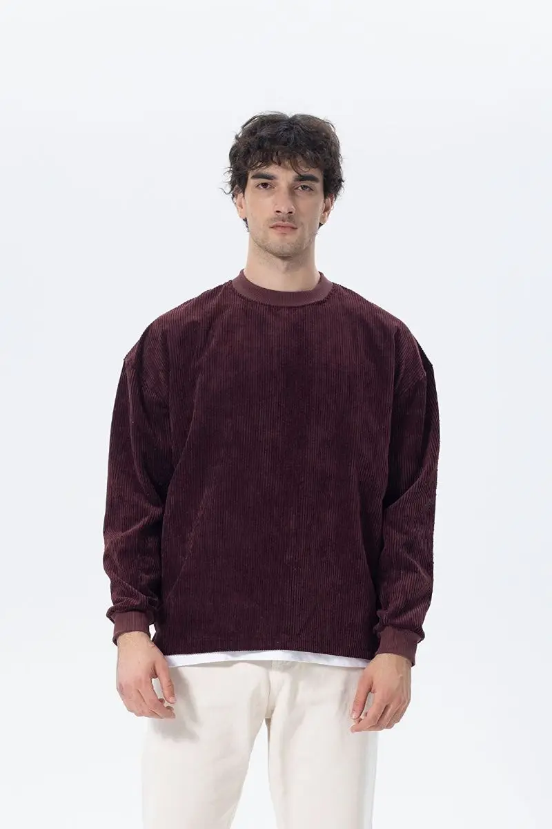 

Brown Oversize corduroy Sweatshirt 2kxe8-45512-18