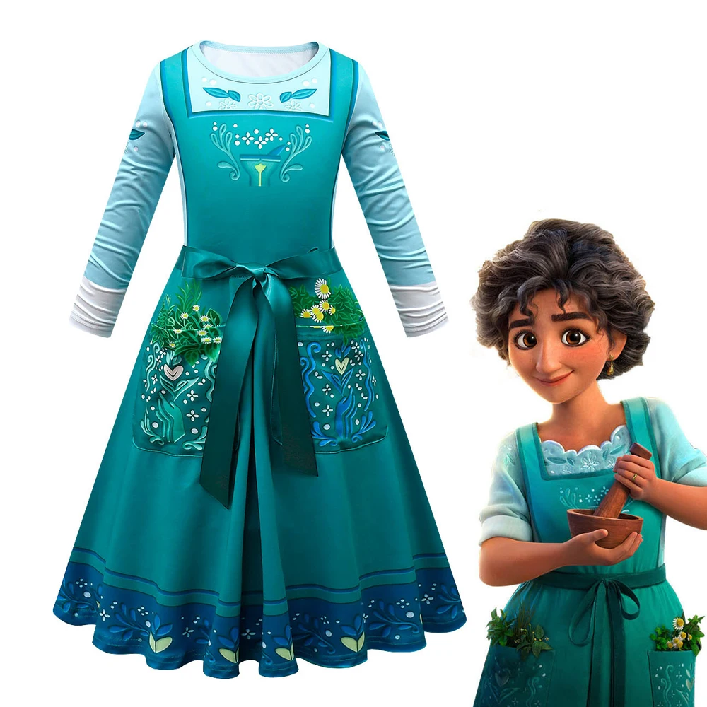 

Girls Encanto Charm Dresses Carnival Summer New Children Mirabel's Mother Dress Birthday Party Madrigal Costume Kids Prom Gowns