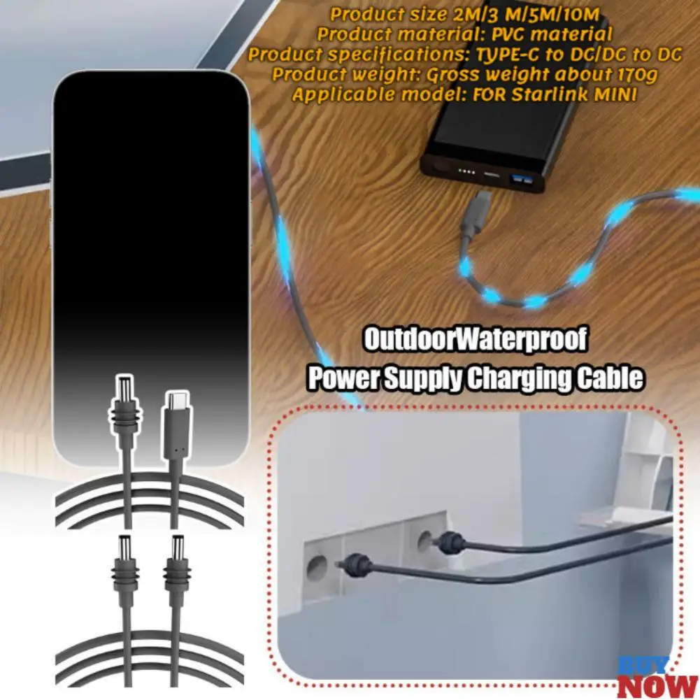Для мини-кабеля Starlink 2 м (6 6 фута) Mini DC Power Type-C сменный входной кабель
