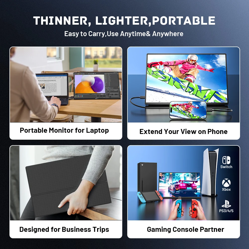 16-дюймовый интеллектуальный портативный монитор KINHANK с HDR10 2 5K 144 Гц Android 12 0 система