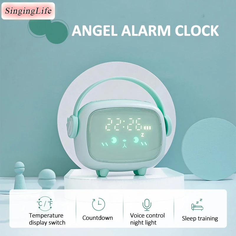 

Детский милый будильник, Многофункциональный Будильник с ночным свесветильник, цифровые часы с обратным отсчетом, функция повтора времени,...