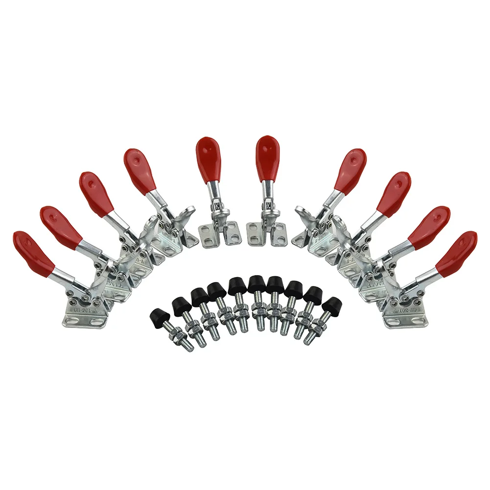 

10PCS GH-201 Horizontal Toggle Clamp Quick-Release Clamping Force Push-pull Clamps Set 27Kg 60Lbs Vertical Clamp Hand Tool