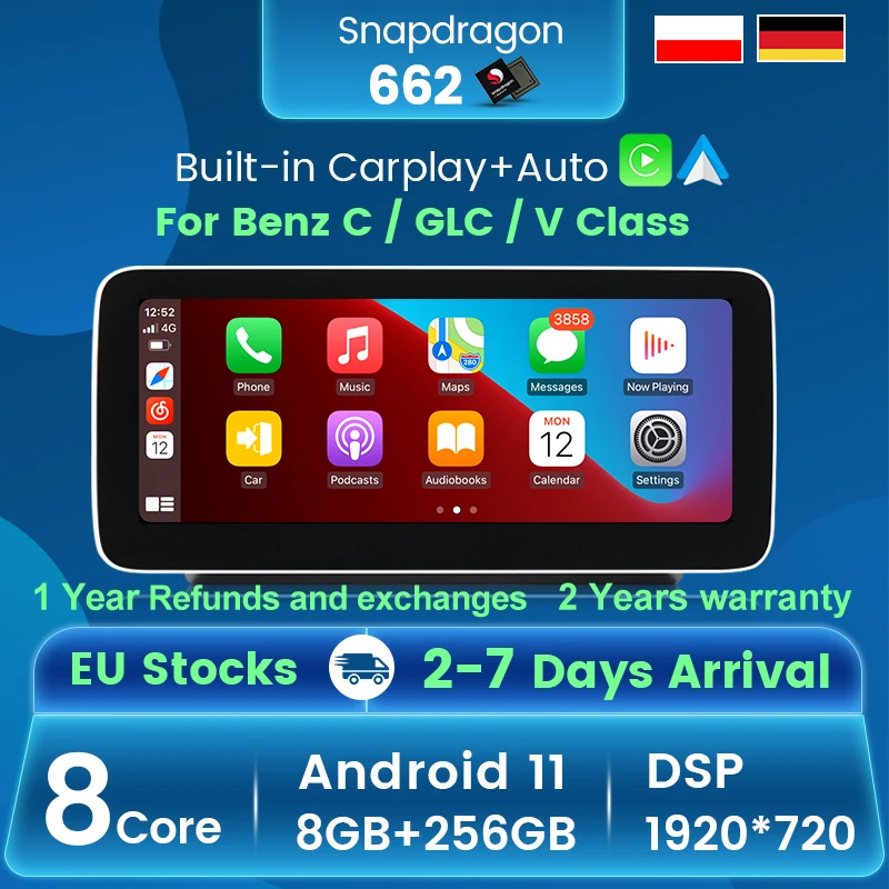 12.5'' NaviFly Android 11 Car Multimedia Player For Benz V W447 GLC X253 C Class W205 C200 C220 C300 C350 C180 Carplay Auto DSP -