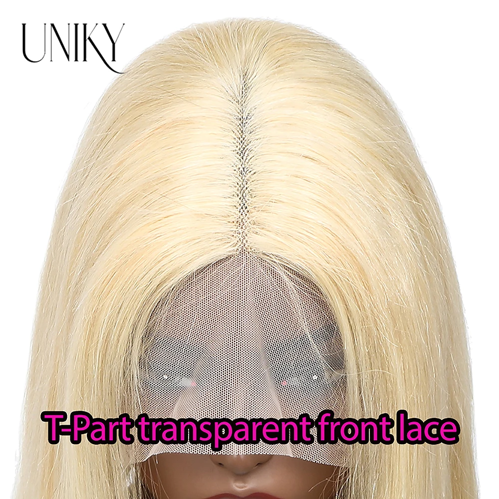 613 Blonde Wig T-Part Lace Front Human Hair Pre Plucked with Baby 180% Density Wigs for Women Bob