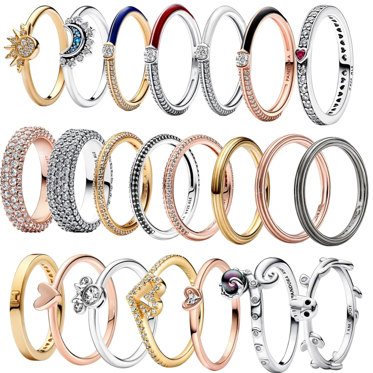 

New 100% 925 Sterling Silver Sun Moon Ring Suitable for Original Accessories Bracelet DIY Charming Couple Ring Gift