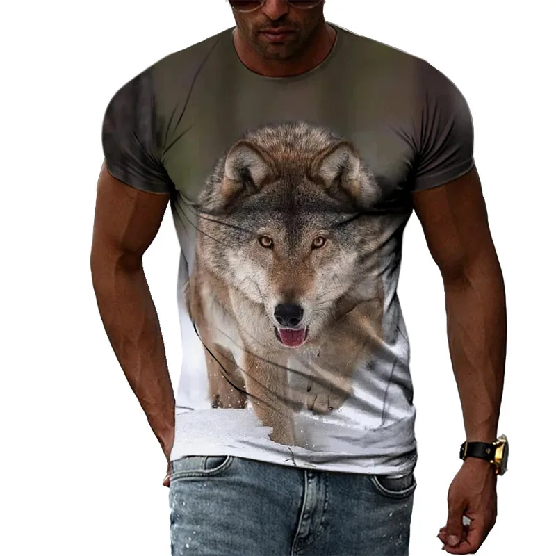 

Летние яркие мужские футболки с 3D рисунком волка, большие размеры, уличная одежда в стиле Харадзюку, новые мужские Детские футболки для мальчиков, топы
