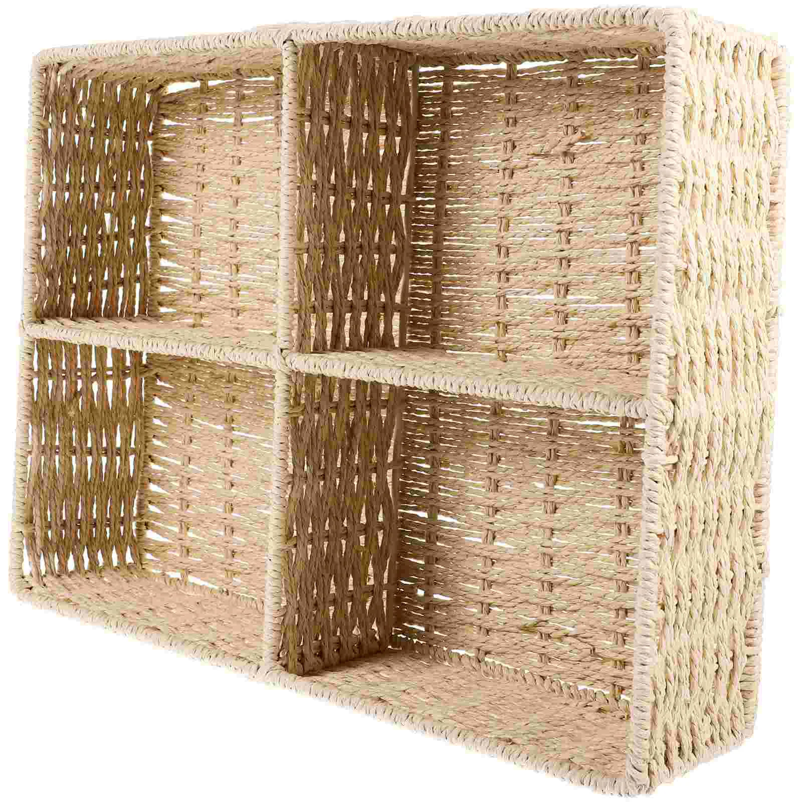 

Separate Storage Kitchen Utensils Cutlery Holder Cooking Silverware Desk Tray Organizer Paper Rope Rattan Basket