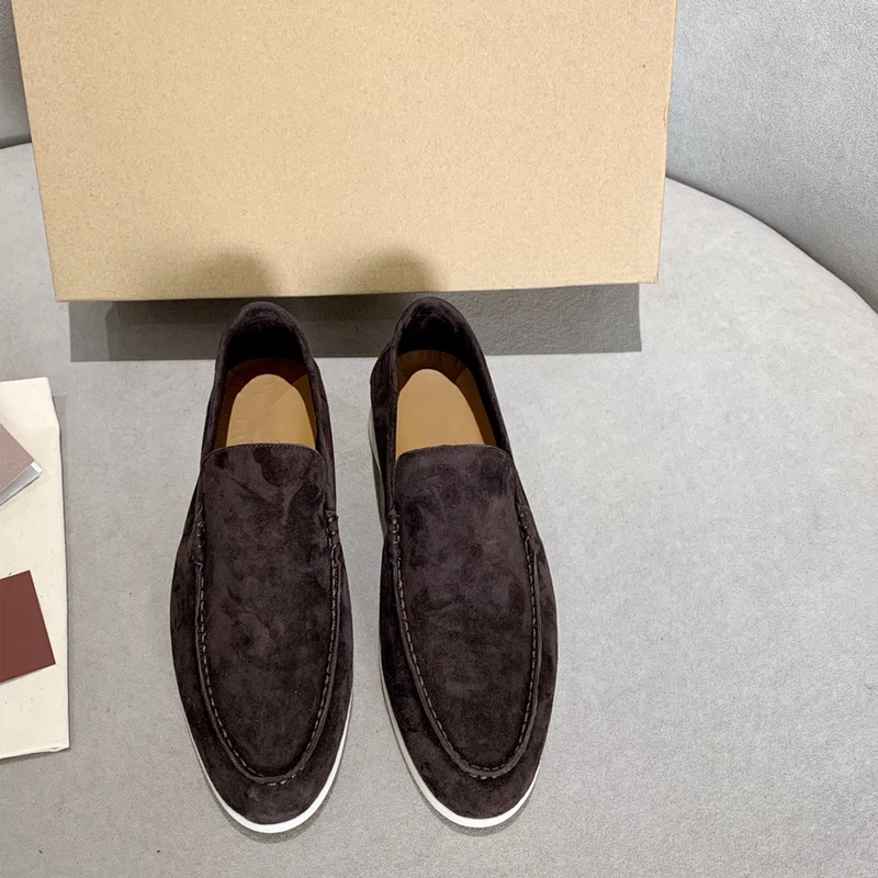 

Loafers Brand Designer Top Quality Luxury Fashion Light Comfortable Vulcanized Flat Shoes Summer 2023 For Genuine Leather Suede
