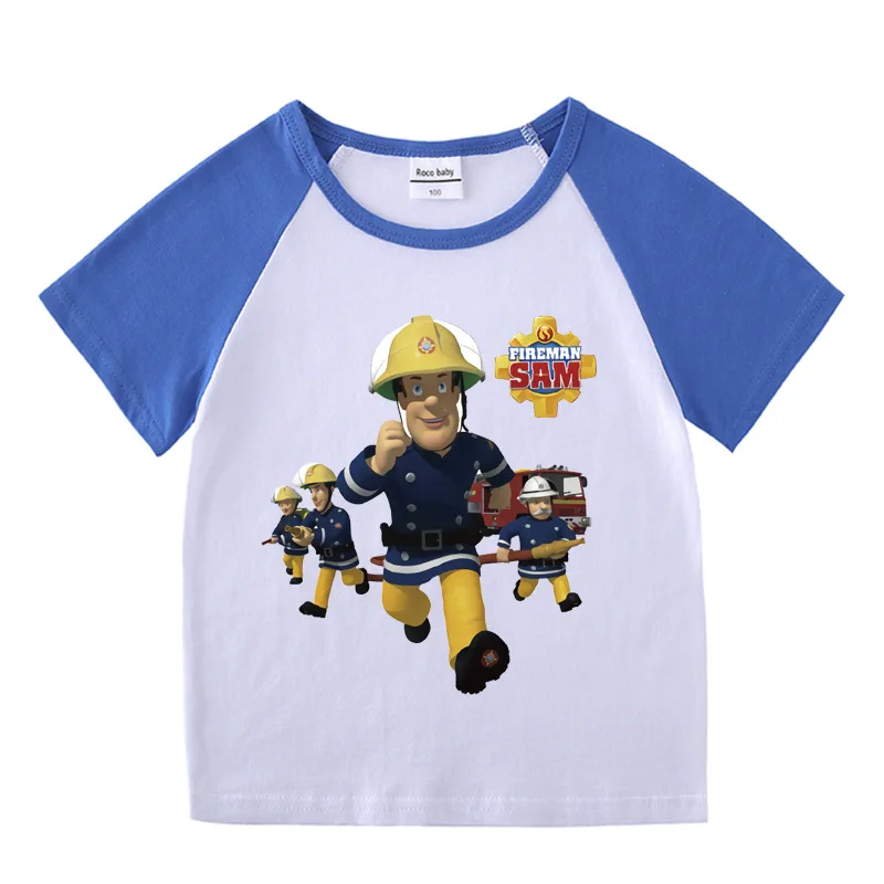 

Summer New Kids Sam Tees Boys Girls Fireman Sam Short Sleeve T-Shirt Tee Tops for Children Boy Costume Cosplay Clothes Tshirt