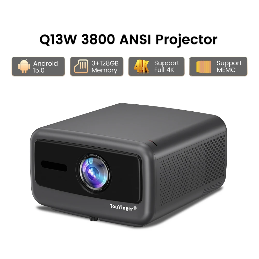 Фото Светодиодный проектор Touyinger Q13W Android 15,0 3800 ANSI 4K Декодирование Портативные встроенные колонки HIFI Стерео №1