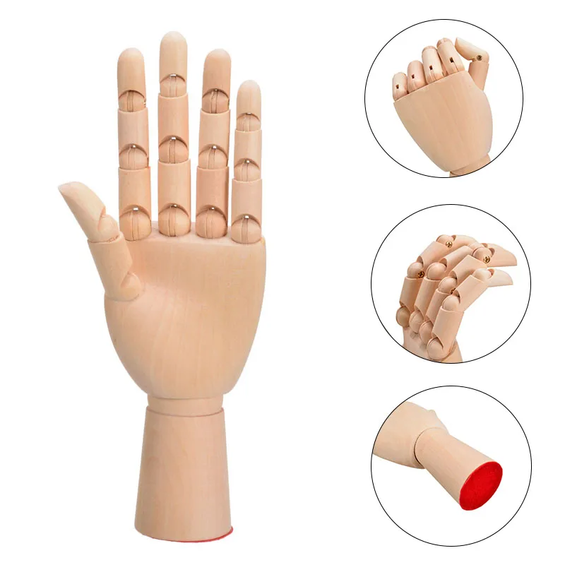 7 Inch Wooden Hand Model Wood Hand Drawing Sketch Mannequin Model Human Artist Model Wood Mannequin Hand Movable Limbs Sculpture