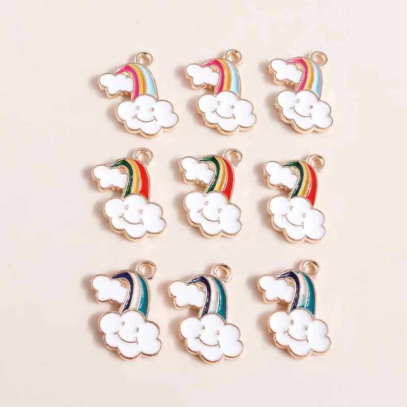 

10pcs 15x17mm Cute Colorful Enamel Rainbows Clouds Charms for Making Earrings Pendants Necklaces DIY Crafts Jewelry Findings
