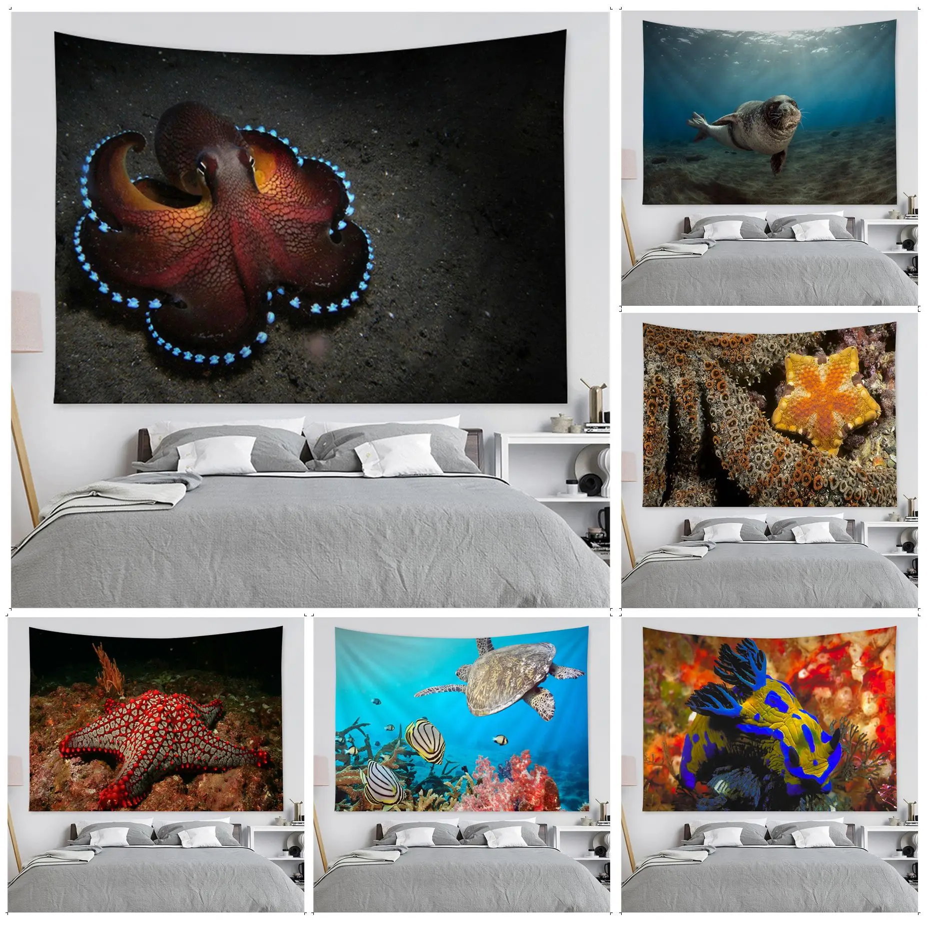 

Sea Creatures Hanging Bohemian Tapestry For Living Room Home Dorm Decor INS Home Decor